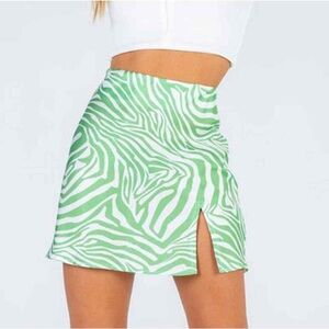 Princess Polly green zebra print skirt